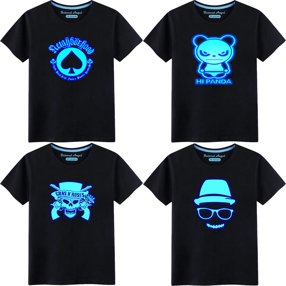 

Christmas Boys Girls Cartoon Luminous T-Shirts Kids 3D T-Shirts Children Summer Short Sleeve T-Shirt Cotton Tops For Teenager