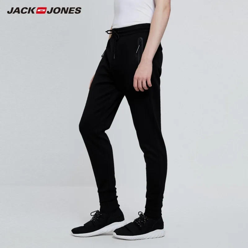 JackJones мужские Стрейчевые штаны для бега с карманами на молнии, мужские тонкие спортивные штаны 219314517