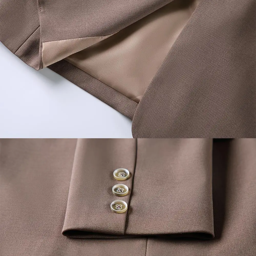 Женский однотонный Блейзер на одной пуговице кофейного и черного цвета