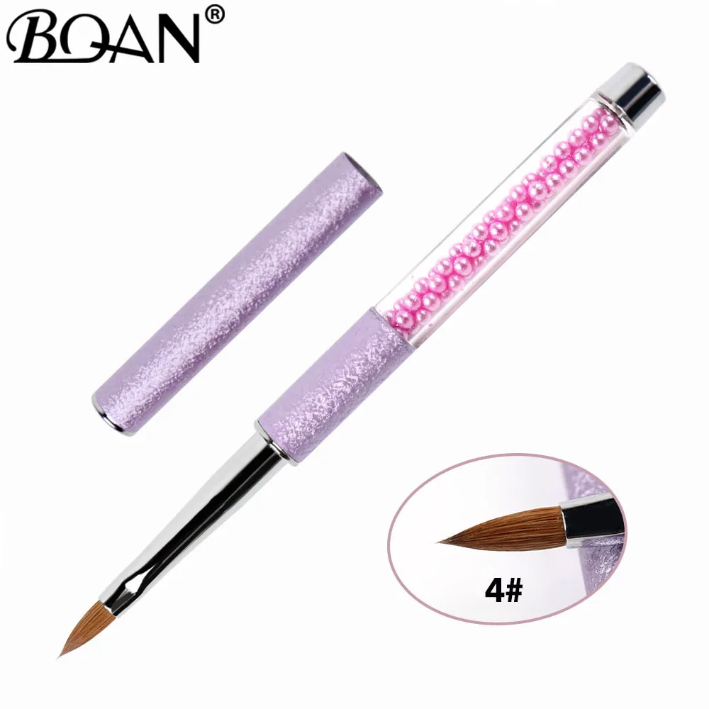 size 4 BQAN 1 шт Акриловая кисть для дизайна ногтей Колонок Соболь размер волос#2#4#6#8#10 инструмент для маникюра фиолетовый жемчуг руль - Цвет: size 4