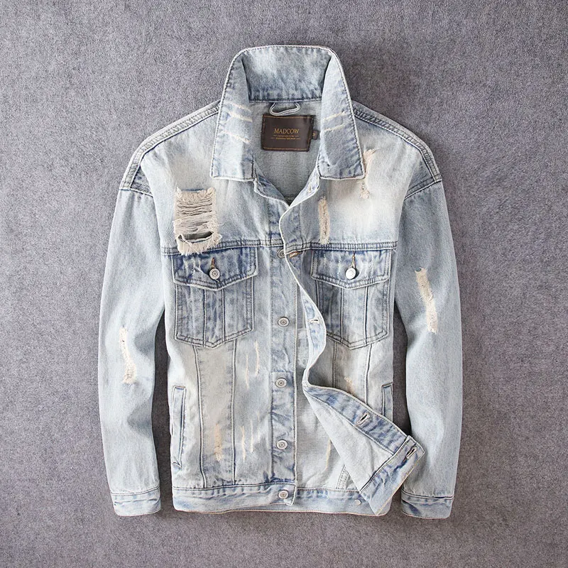 ripped light denim jacket