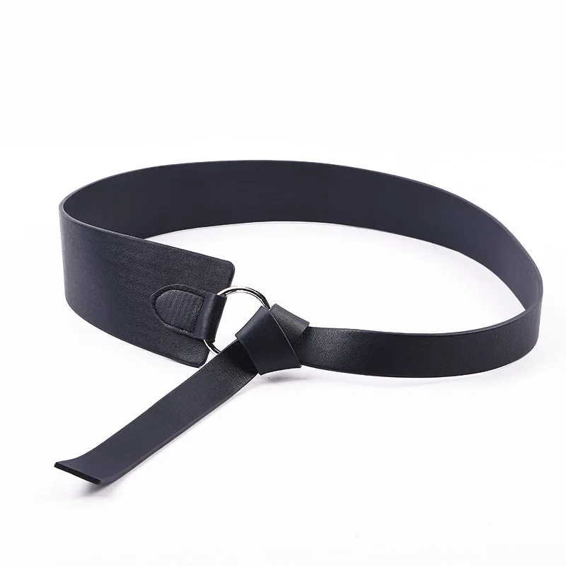 New Wide PU Leather Corset Belt Female Tie Obi Thin Red Black Bow Leisure Belt for Ladides Wedding Dress Waistband Women's Belts