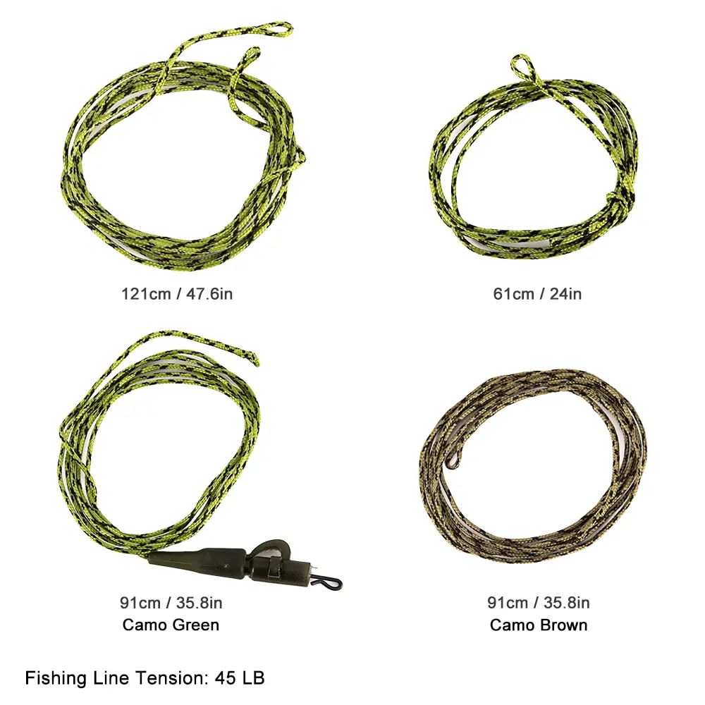 

1pcs / 4pcs Lead Core Fishing Line 45lb Looped Carp Fishing Leader With Sleeve Ring Swivel Fishing Tackles for Carp fishing