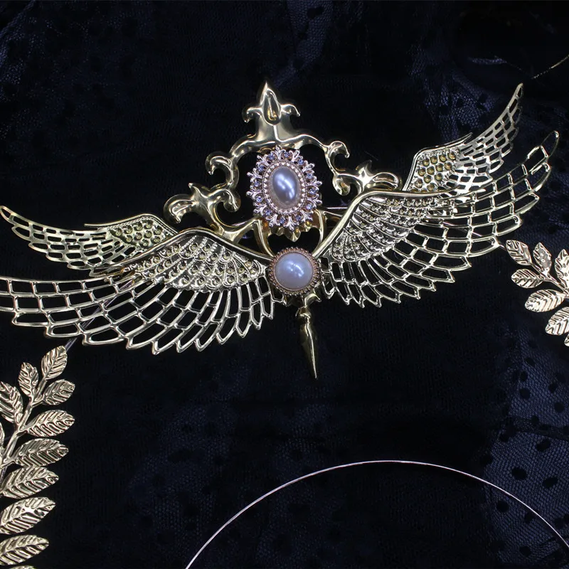 Lolita Vintage KC Headband Gold Halo Goddess Headpiece Material Angel Virgin Mary Baroque Tiara Headwear Accessories anime hair accessories