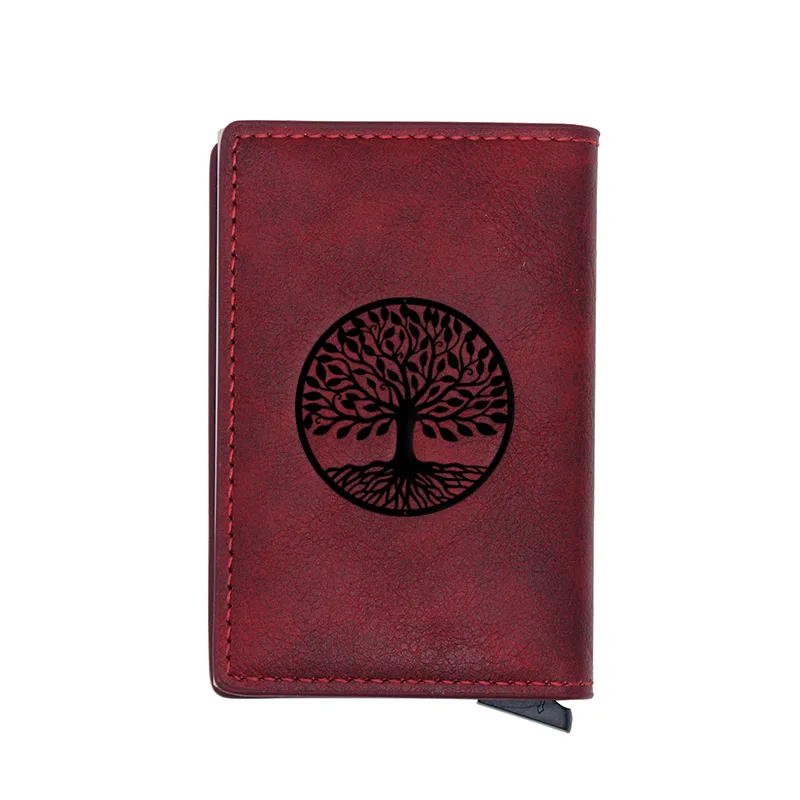 

Charm Tree of Life Aluminium Credit Card Women Mini Leather Small Wallet