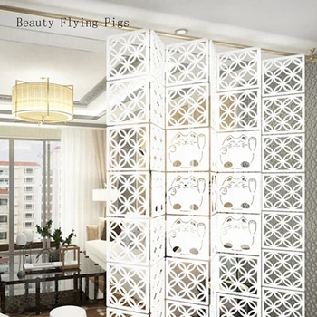 

8 PIECES 29X29CM HANGING SCREEN LIVING ROOM PARTITION PANEL PARTITION WALL ART DIY HOME DECORATION WHITE HOLLOW ARTIFICIAL WOOD