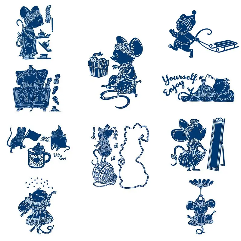 

A Variety Of Cute Mice Mouse Set Metal Cutting Dies for DIY Scrapbooking Album Embossing Paper Cards Making Crafts Supplies 2019