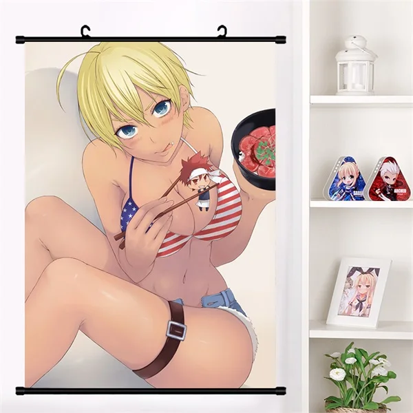 Аниме продовольственные войны! кулинарные поединки сомы Yukihira soma Megumi Косплей стены прокрутки Фреска плакат настенный висящий плакат отаку домашний декор подарки - Цвет: S