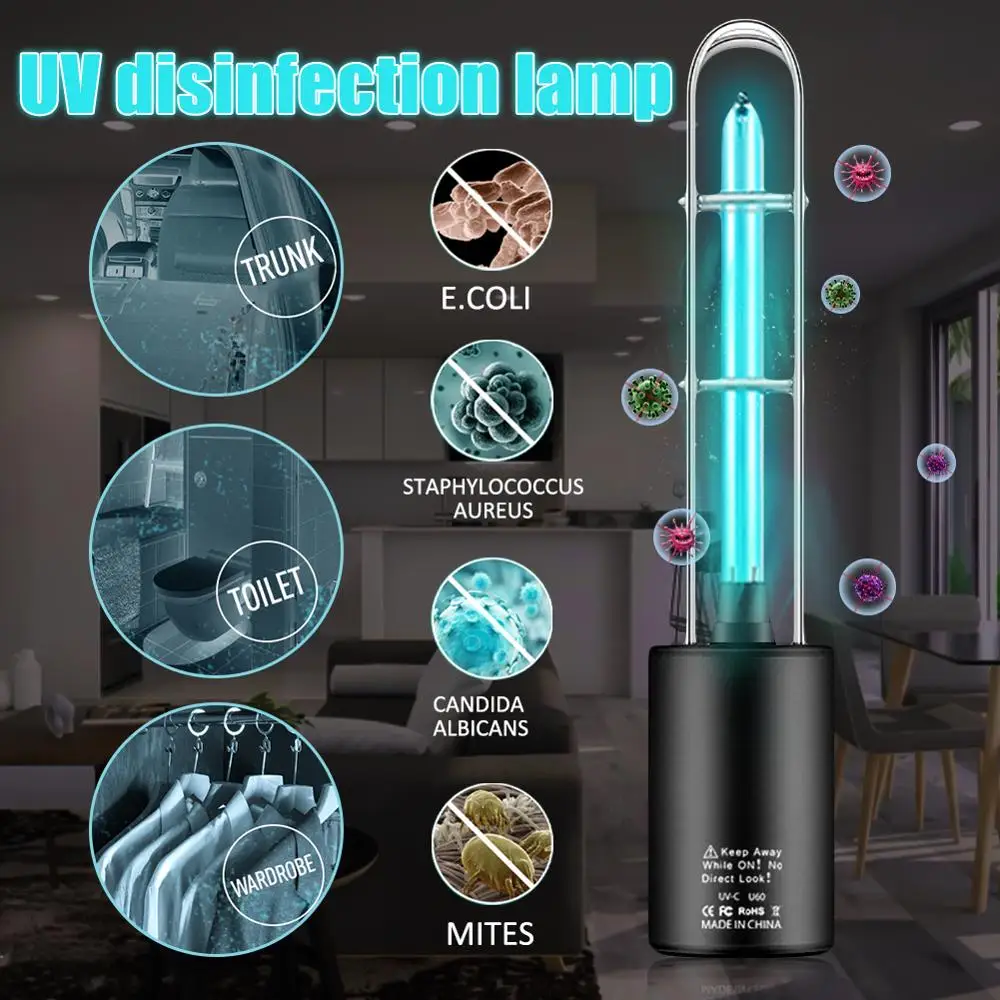 

Rechargeable Black UV Sterilization Lamp Disinfection Home Ultraviolet Light Bulb UV Germicidal Lamp In Addition Mite Lights