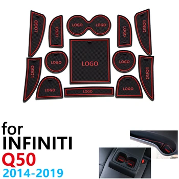 

Anti-Slip Rubber Cup Cushion Door Groove Mat for Infiniti Q50 V37 2014~2019 Car Accessories mat for phone 2015 2016 2017 2018