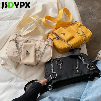 

Fashion Zipper Chain Shoulder Bag for Women Designer Waterproof Oxford Tote Handbag Purse Female Summer Messenger Crossbody Bag