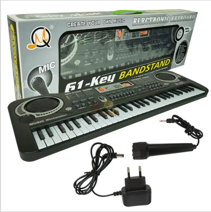220V 61key многофункциональные детские электронные игрушки с микрофоном A028 - Цвет: 220V