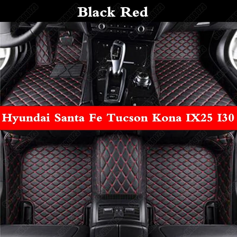 Роскошные кожаные автомобильные коврики для Hyundai Santa Fe Tucson Kona IX25 I30 IX35 I40 седан