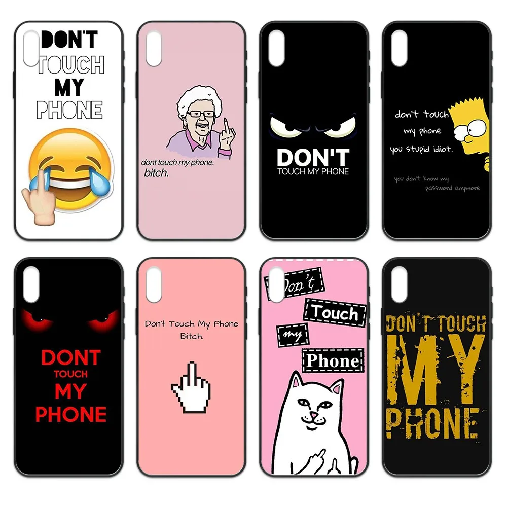 Dont Touch My phone Text мягкий чехол Бампер черный для телефона Корпус Xiaomi Redmi Note S2 3 4 5 6 7 8 K20