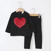 children clothes 2pcs set velour kids clothes baby boy clothes girls clothes round neck long pants heart star children set 2-5T ► Photo 3/6