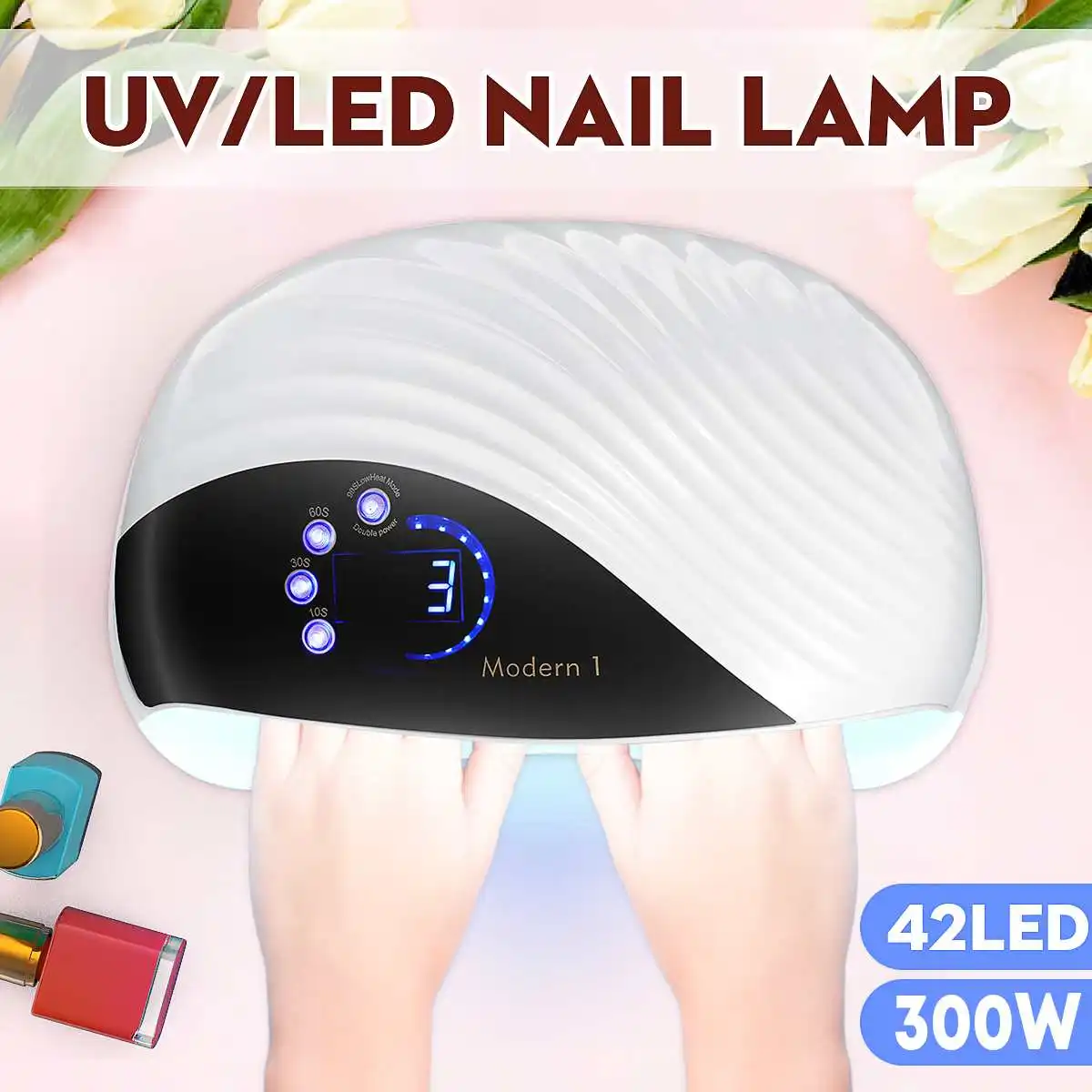 

Professional LED UV Nail Lamp 300W Quick Sensor Polish Gel Dryer Machine Double Light Source Infrared Intelligent Response