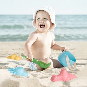 

Boxi 10/16pcs/set Beach toys for children Cute Soft Silicone Sand Bucket Shovel Water Play Mold Tool Educational Gift For Kids
