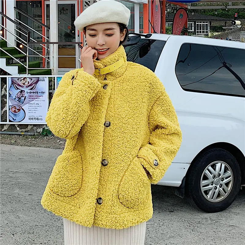 

Women Winter Warm Teddy Coat 2019 Fashion Faux Fur Coat Lamb Fur Jacket Ladies Basic Jacket Parka Outwear Blend Coat