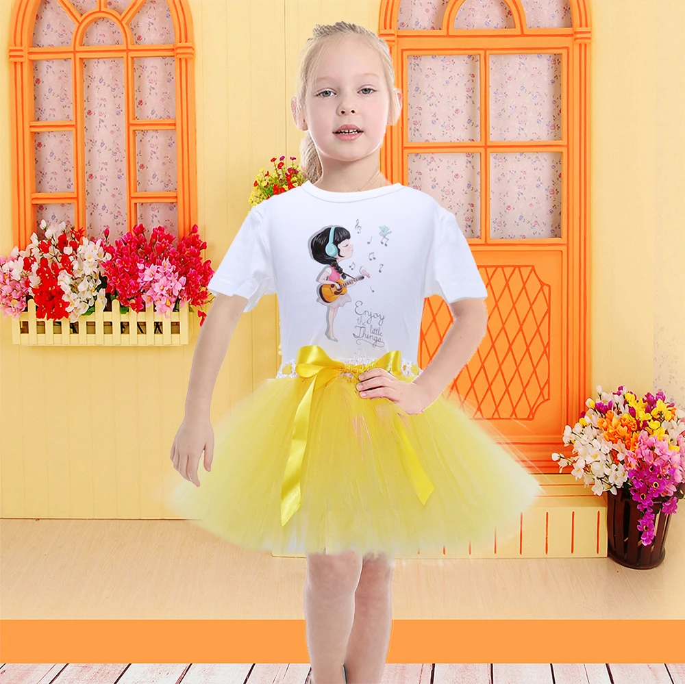 Promotie Tulle Geel Rok Meisjes Wit Shirt Dans Rok Tutu Korte Zomer Rok Meisje Kinderen Tutu Rokken Voor tiener|Rokken| - AliExpress