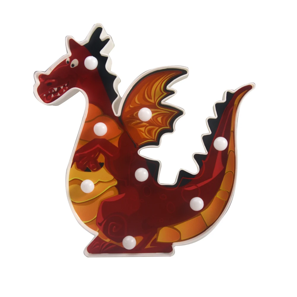 6 leds Night Lamp Hanging Desktop Battery Powered Cute Light Gift Bedside Path Alpaca Shape Decorative dragon animal style - Цвет: Dragon A