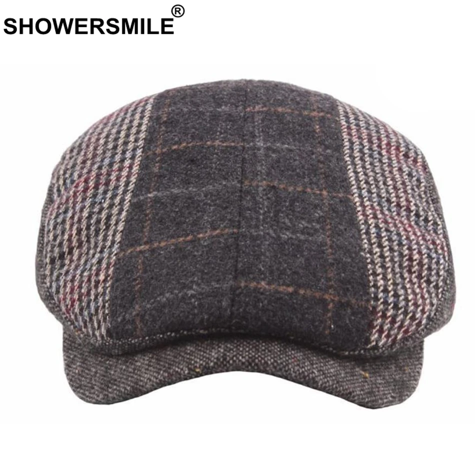 Кепка SHOWERSMILE в стиле пэчворк береты клетку плоские кепки женские твидовые шапки с