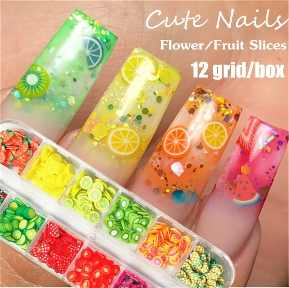 

Mixed Styles 3D Fruit Tiny Slices Sticker Polymer Clay DIY Designs Slice Nail Art Decors Nail Art Tips Fruit Slice Color Random