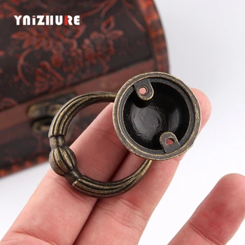 1PC Antique Drawer Knobs Bronze Cabinet Kitchen Handles Vintage Zinc Alloy Pulls Round Ring HandleFurnitu