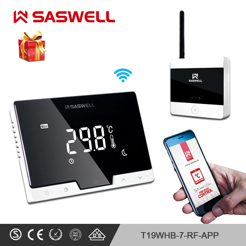 

SASWELL WiFi Thermostat Temperature Controller smartphone APP flat back wall mount room wireless programmable Thermoregulatort