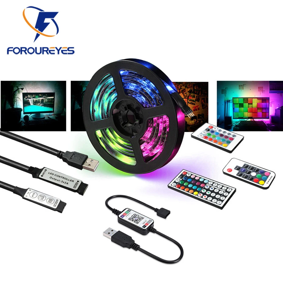 Rgb Led Strip 5v Usb Colorful 30leds/m Smd 5050 Flexible Smart App  3/17/24/44 Keys Waterproof Lights For Tv Backlight Room Decor - Led Strip -  AliExpress
