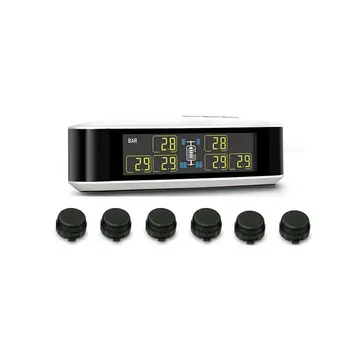 

TPMS Truck Car Wireless Tire Pressure Monitoring System for RV 6 Wheel LCD with 6 External Sensors Replacement Accessory