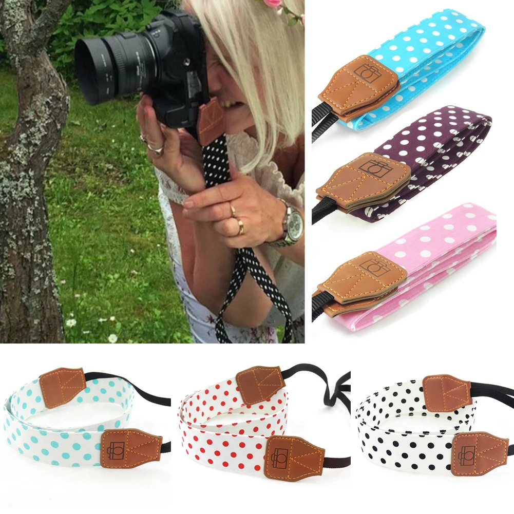Retro Polka Dots Blue Shoulder Belt Universal Camera Strap Neck