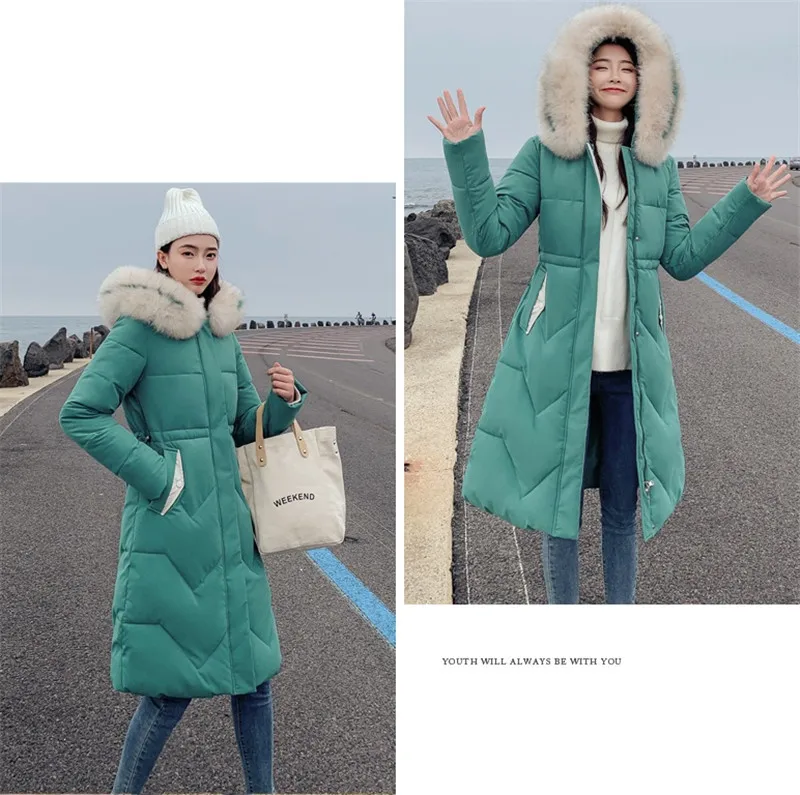 Autumn Winter New Warm Down cotton Jacket Women Hooded Fur collar Cotton Jackets Women's Korean Casual Plus size Parkas F921