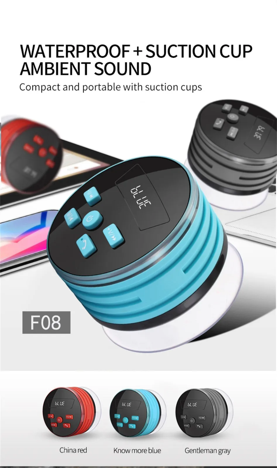 Bluetooth динамик портативный Bluetooth динамик IP67 ванная комната водонепроницаемый открытый динамик Красочный светодиодный стереосистема для телефона pc-L1205