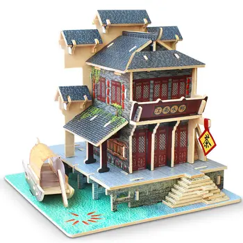 

Original ancient building 3Diy wooden three-dimensional adult puzzle Chinese style educational toy