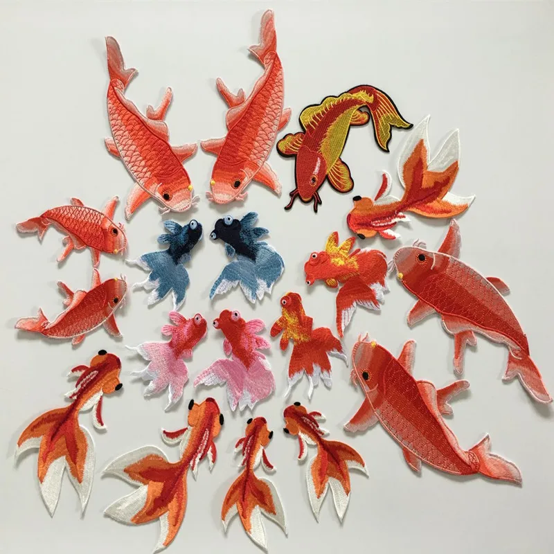Пошив на рыба карп вышитые заплатки аппликации ручной вышивки патч Стикеры для