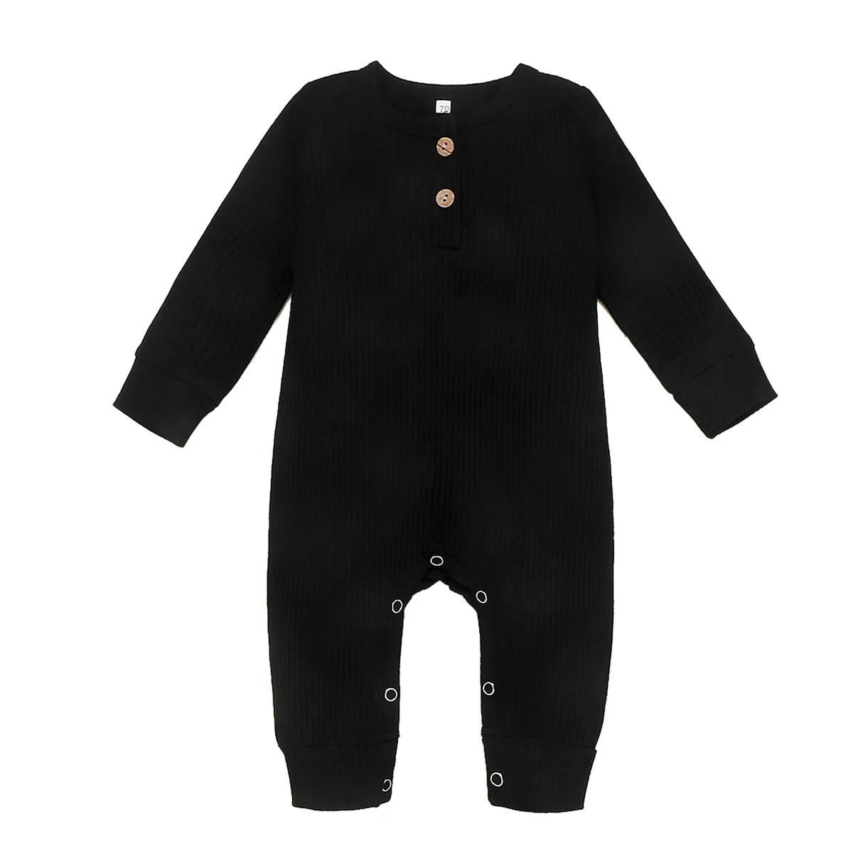 Комбинезон с длинными рукавами для новорожденных, малышей, маленьких мальчиков и девочек, Вязаный комбинезон, одежда теплая, простая, зимняя, милая одежда для детей от 0 до 18 месяцев - Color: Black