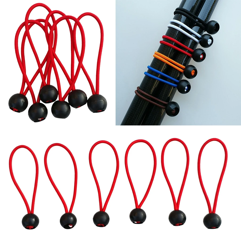 12pcs Ball Bungee Bungie Cord Heavy Duty Canopy Tarp Tie Downs 6'' Red