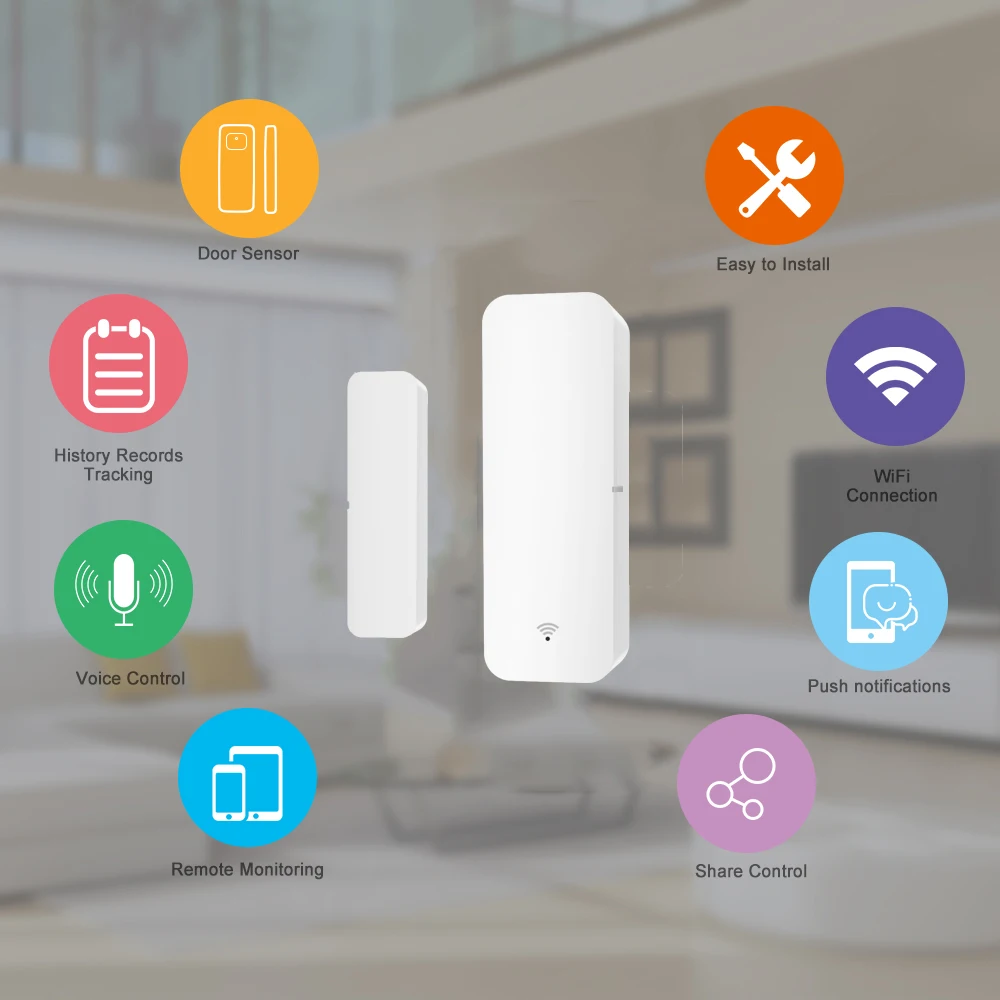 Tuya-Sensor inteligente con wifi para puerta, detector de entrada abierta/cerrada, app Smart Life con logotipo personalizado gratuito, compatible con Google Home y con Alexa - Imagen 4