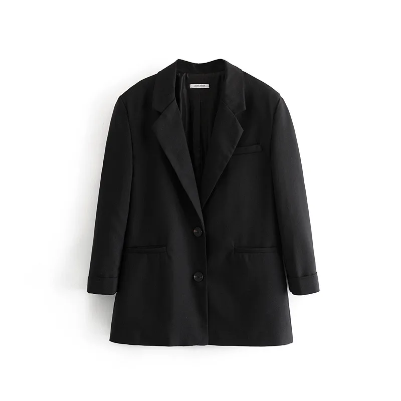 

2019 Western Style Single-Breasted Two-Button Roll Sleeve Suit Jacket Women's W27283