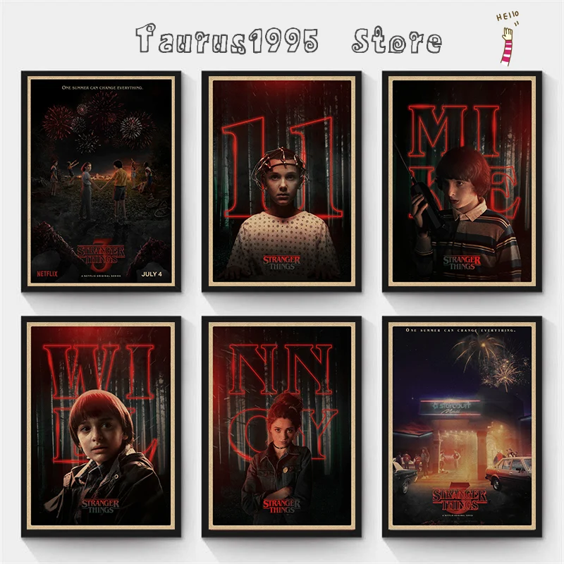 Новинка 3 года постер из крафт-бумаги в стиле ретро очень странные дела семейное