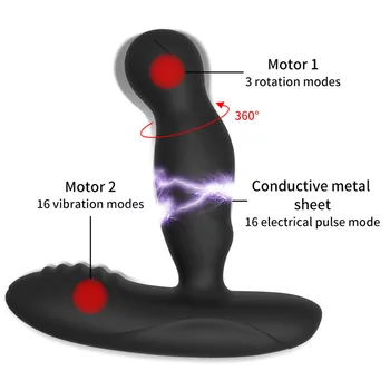 16 Modes Vibrating 3 Mode Rotation Male Prostate Massager Electric Shock Anal Plug Vagina Dildo G Spot Vibrator Sex Toy Buttplug