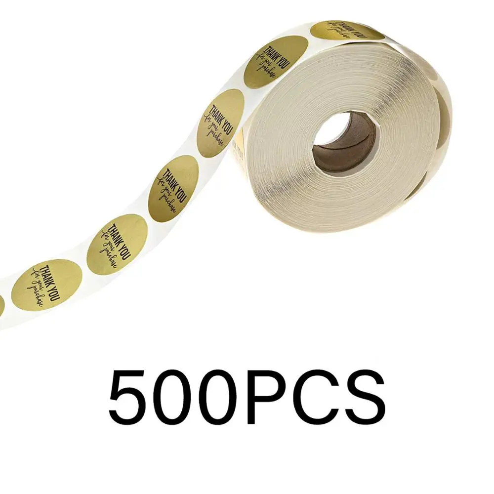 

500 Pcs/roll Round Gold "THANK YOU for your purchase" Stickers seal labels scrapbooking for Package stationery sticker