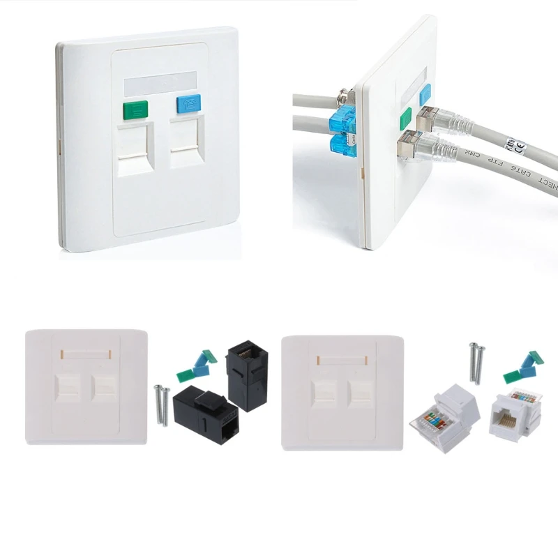 2 порта RJ45 сетевой настенной пластины с гнездовым разъемом