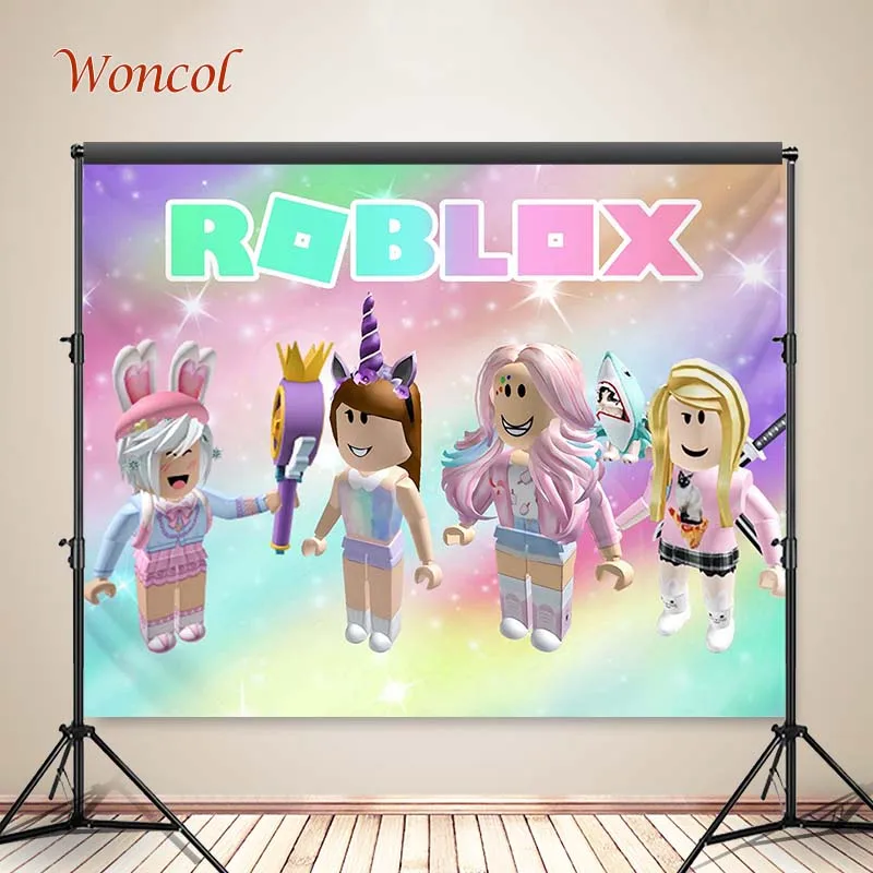 Фон Woncol Roblox для фотосъемки на день рождения фоны игровой робот радужные цвета