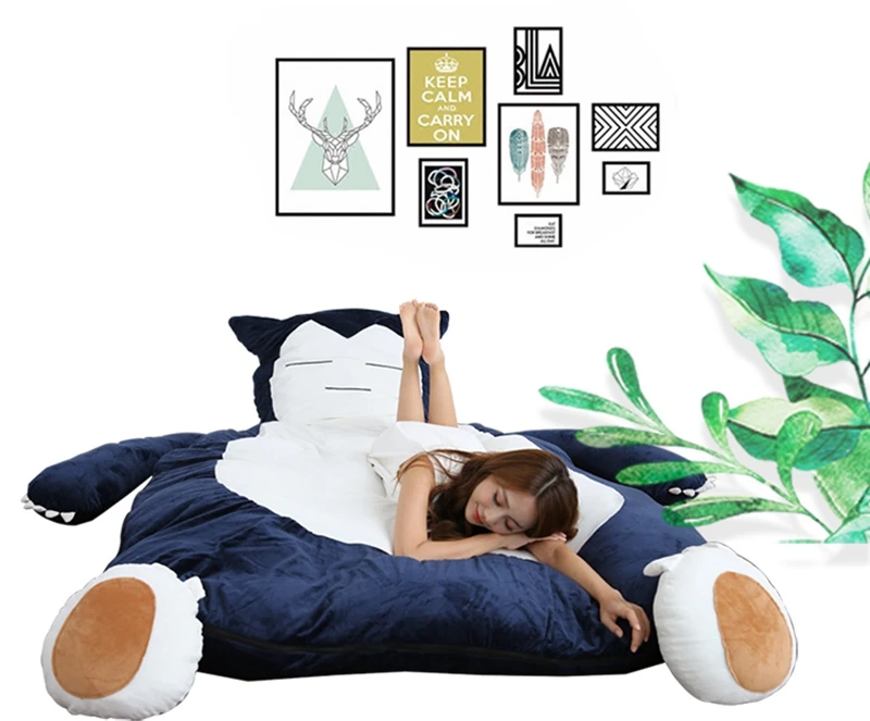 Japan anime Snorlax plush beanbag double bed cartoon tatami mattress cute creative bedroom sleeping mat temporary bed DY50340 (7)