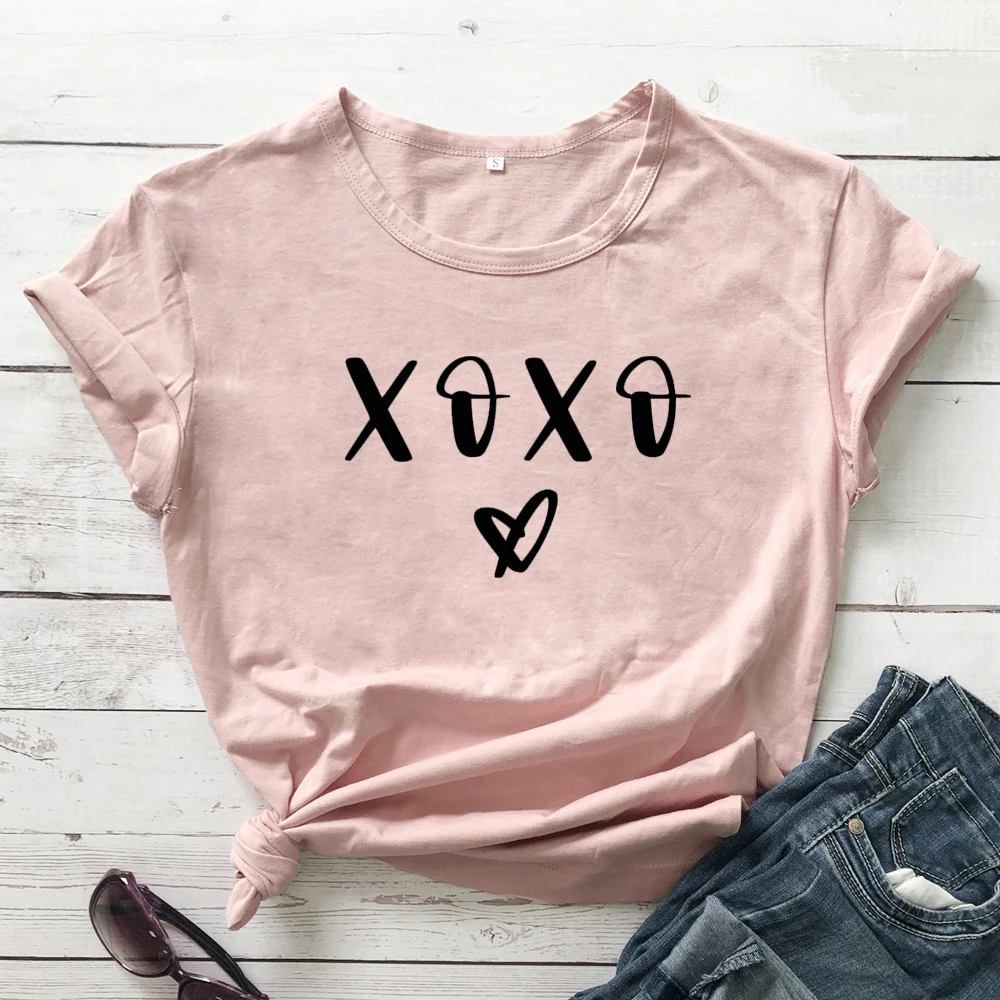 Забавная женская футболка подарок на день Святого Валентина XOXO с принтом сердца