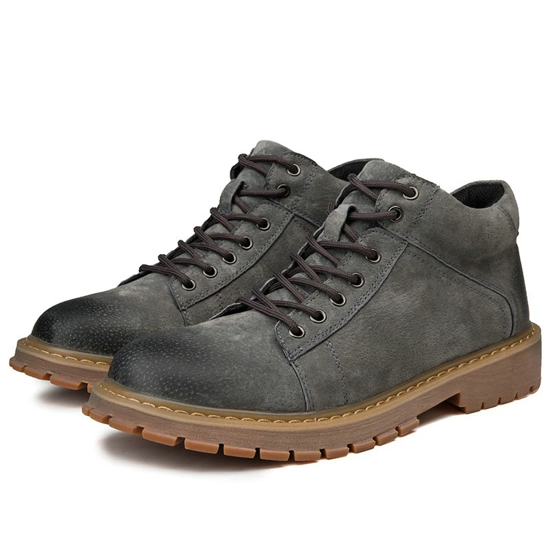 Mazefeng/Новые мужские кожаные ботинки; модные осенне-зимние Брендовые ботильоны; мужская обувь на шнуровке; повседневная обувь; Прямая поставка - Color: Gray