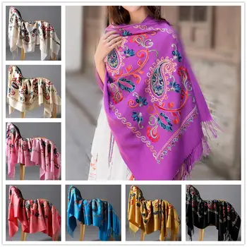 

Nepal national style imitation cashmere scarf female autumn and winter embroidered shawl thickening and keeping warm