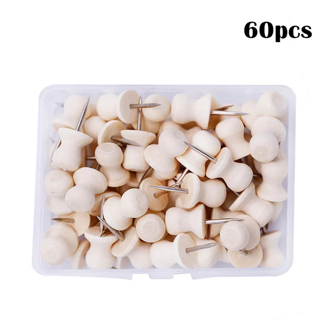 60pcs type6 MIUSIE деревянная ручка для рисования, нажимная булавка для фото стены, мягкая доска, деревянная пробка, карта, булавка с деревянной головкой, канцелярские принадлежности - Цвет: 60pcs type6