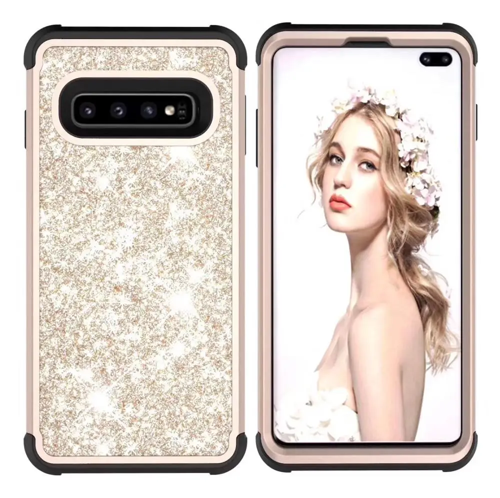 Модный защитный чехол сверкающий с блестками для iPhone 6S 6 7 8 Plus X Xr Xs Max Hybrid 3в1 TPU& PC Case
